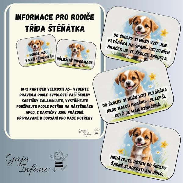 Informace pro rodiče- třída Štěňátek