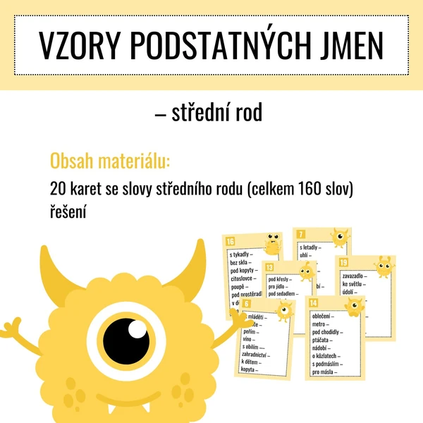 VZORY PODSTATNÝCH JMEN - střední rod