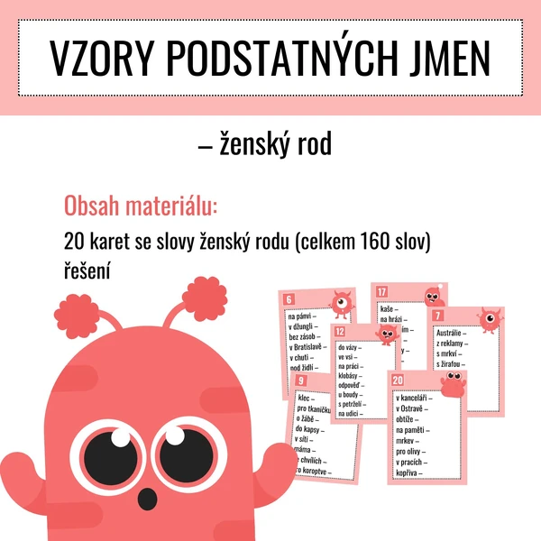 VZORY PODSTATNÝCH JMEN - ženský rod