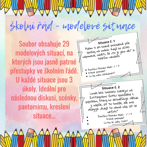 Školní řád - modelové situace