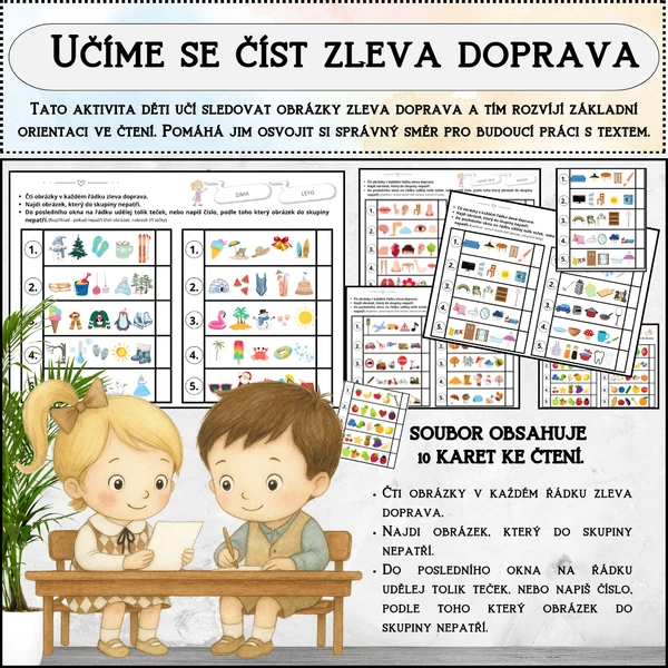 Učíme se číst zleva doprava – pro předškoláky a 1. třídu