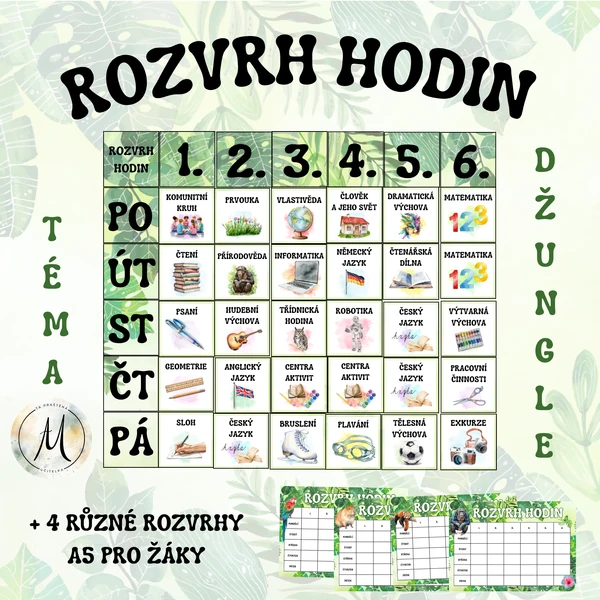 Rozvrh hodin - téma DŽUNGLE