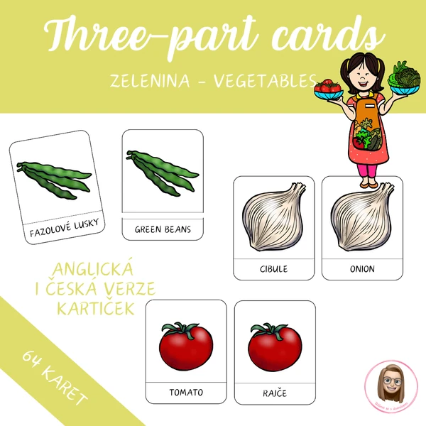 Three-part cards - VEGETABLES