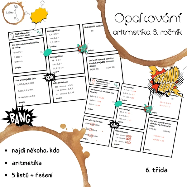Opakování - aritmetika 6. ročník (najdi někoho, kdo...)