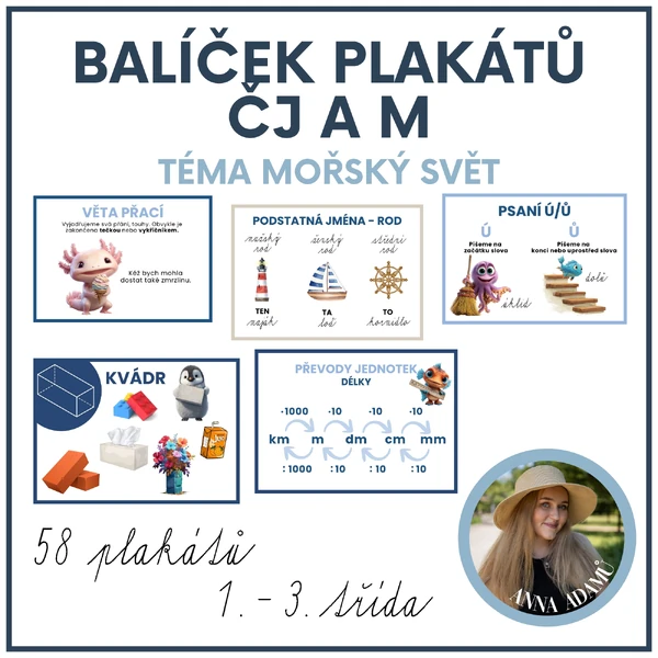 Balíček plakátů do českého jazyka a matematiky - mořský svět