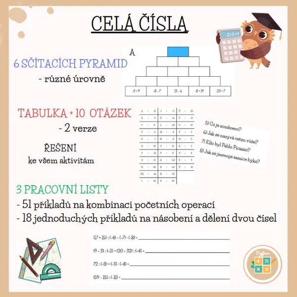 CELÁ ČÍSLA - kombinace početních operací