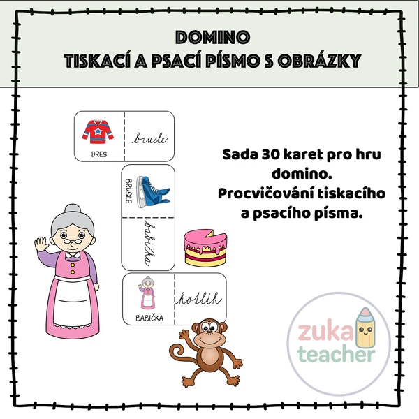 Domino - Tiskací a psací písmo s obrázky