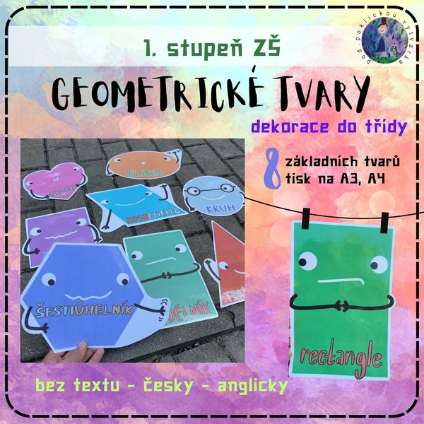 Geometrické tvary - 8 legračních plakátků k pověšení ve třídě