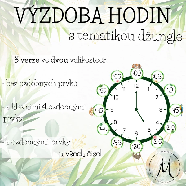 Hodiny - výzdoba nástěnných hodin v tématu džungle