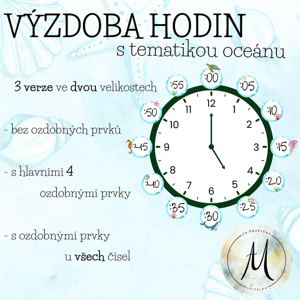 Hodiny - výzdoba nástěnných hodin v tématu oceánu