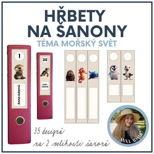 Hřbety na šanony - mořský svět