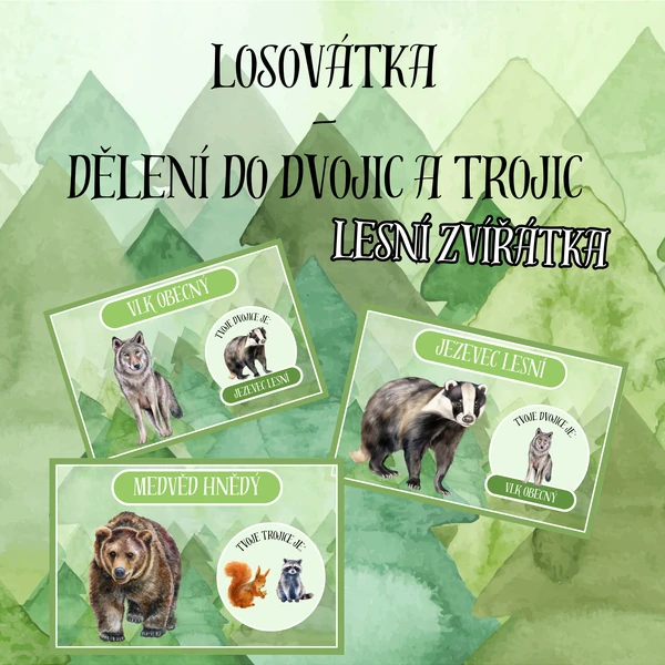 Losovátka - dělení do dvojic a trojic - téma les