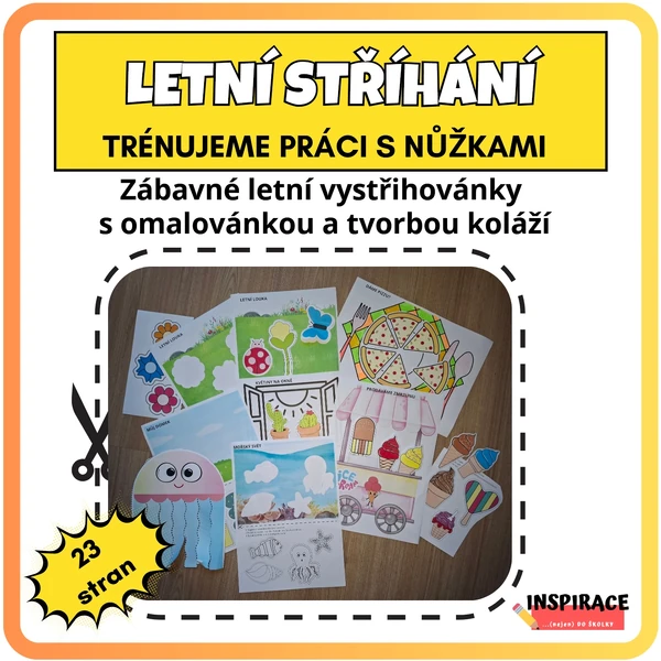 Letní vystřihovánky ✂️ s omalovánkou 🖍️