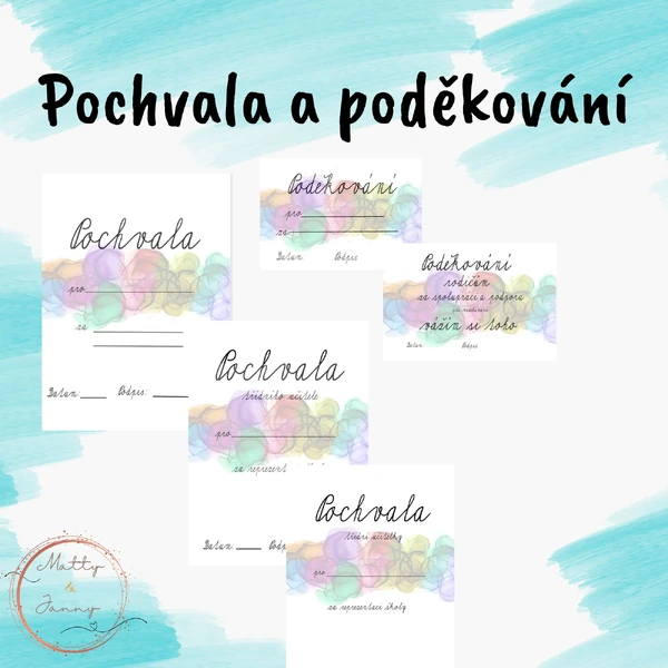 Pochvaly a poděkování barevné bubliny