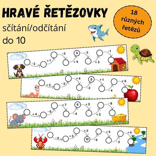 Sčítání a odčítání do 10 - řetězovky do 10
