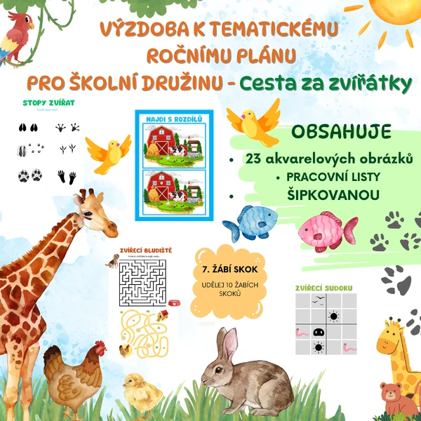 VÝZDOBA k celoročnímu tematickému plánu školní družiny - CESTA ZA ZVÍŘÁTKY