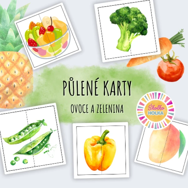 Ovoce a zelenina - půlené karty
