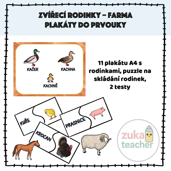 Výzdoba třídy - Zvířecí rodinky - Farma