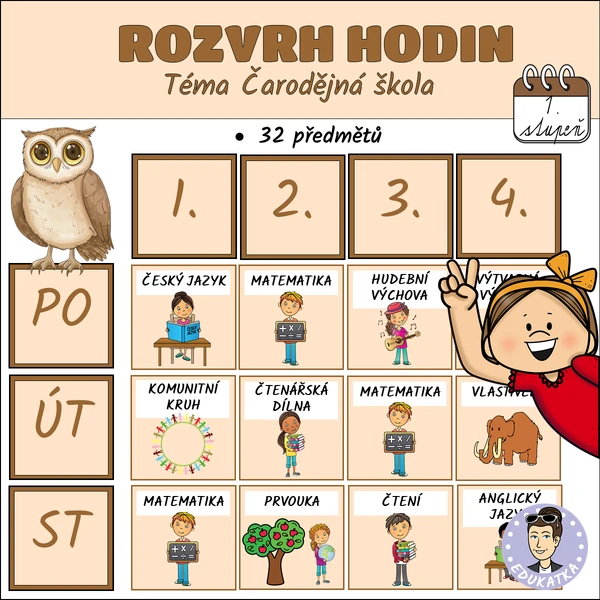 Velký rozvrh hodin - Téma Čarodějná škola