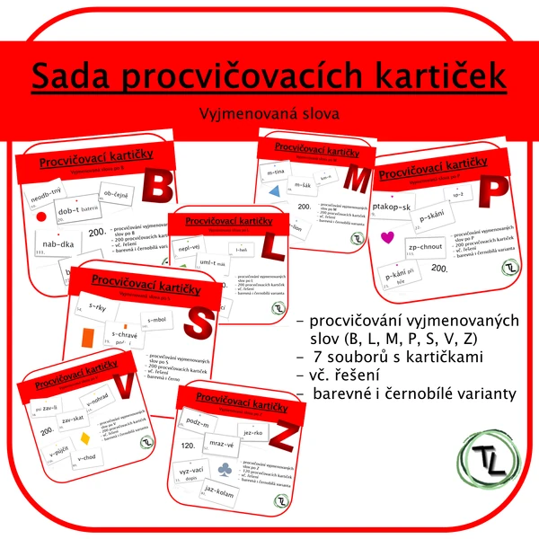 Sada procvičovacích kartiček - Vyjmenovaná slova