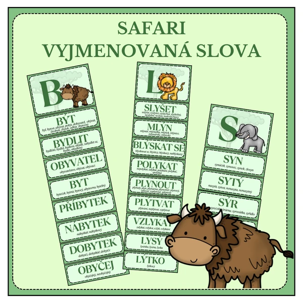 Safari - vyjmenovaná slova