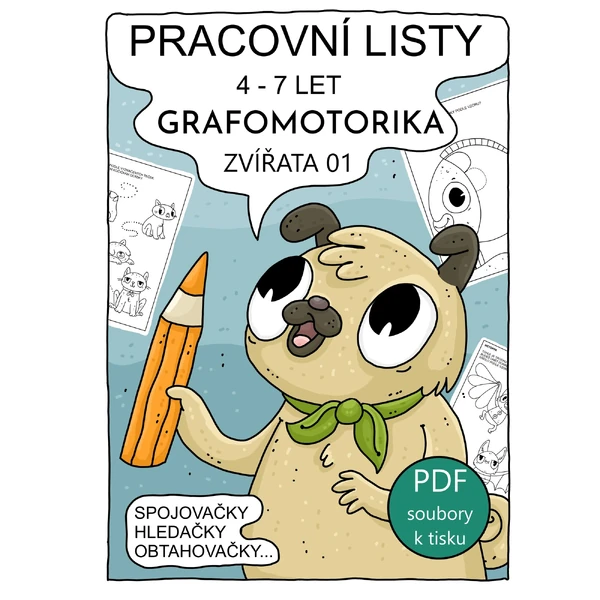 pracovní listy GRAFOMOTORIKA - ZVÍŘATA 01 - 10 ks PDF barva