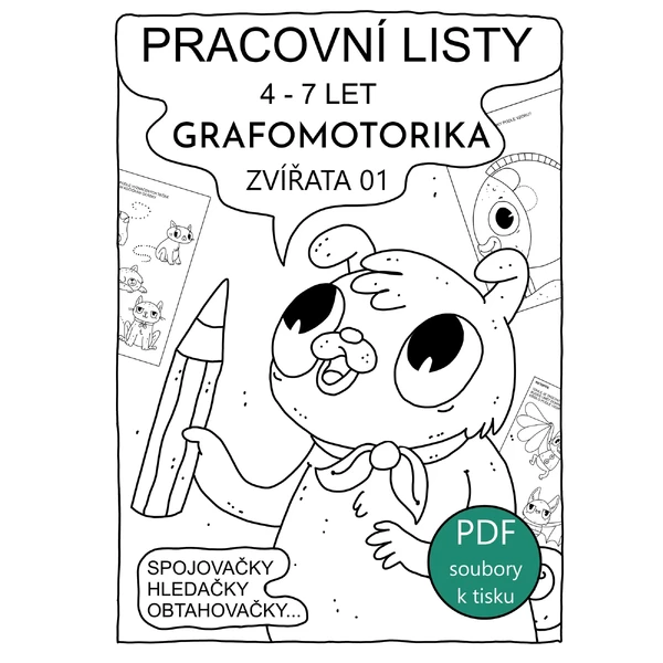 pracovní listy GRAFOMOTORIKA - ZVÍŘATA 01 - 10ks PDF čb