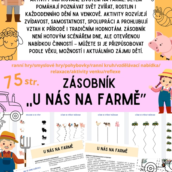 Zvířátka na statku, farma -otevřené aktivity, přípravy