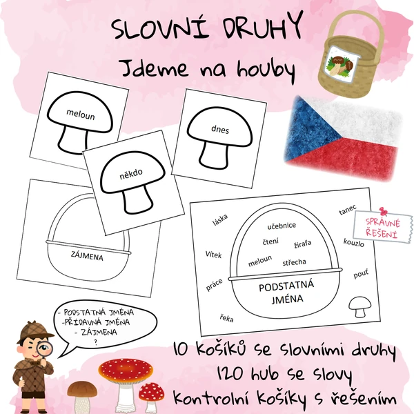 Slovní druhy - jdeme na houby