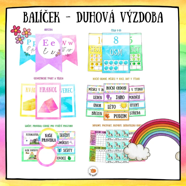 Balíček výzdoby do třídy - Někde nad duhou