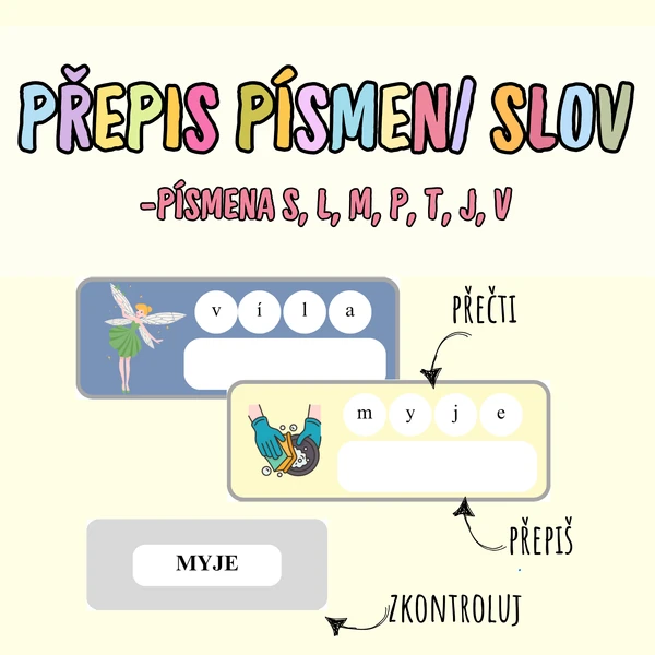 PŘEPIS SLOV z malého tiskacího písma na velké (II.) -písmena: S, L, M, P, T, J