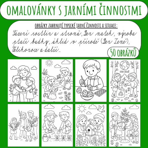 Omalovánky - Jarní činnosti a aktivity