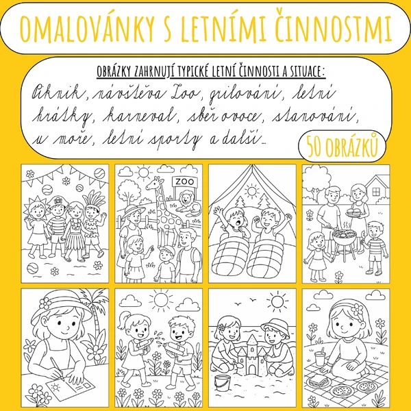 Omalovánky - Letní činnosti a aktivity