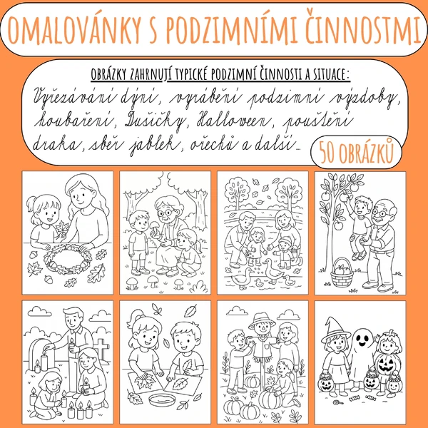 Omalovánky - Podzimní činnosti a aktivity
