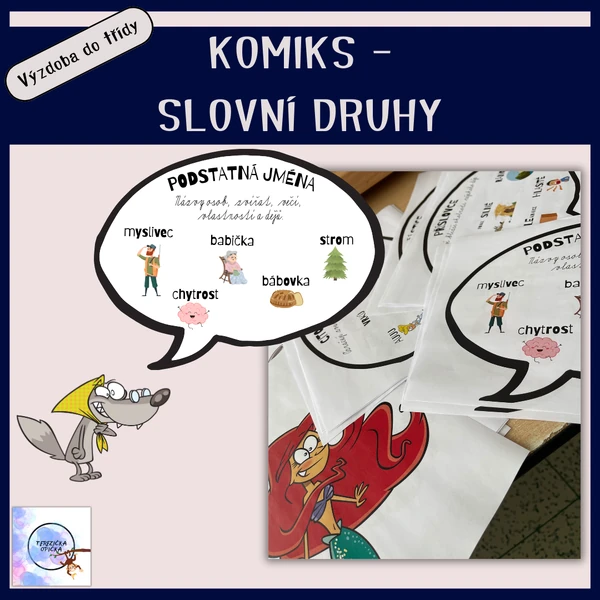Pohádkové postavy - komiks slovní druhy / výzdoba třídy