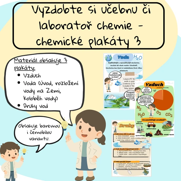 Chemické plakáty 3 - VZDUCH, VODA - vyzdobte si učebnu či laboratoř chemie