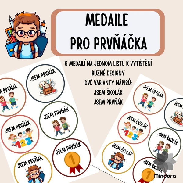 🎉 Medaile pro prvňáčky – Jsem školák / Jsem prvňák 🎉