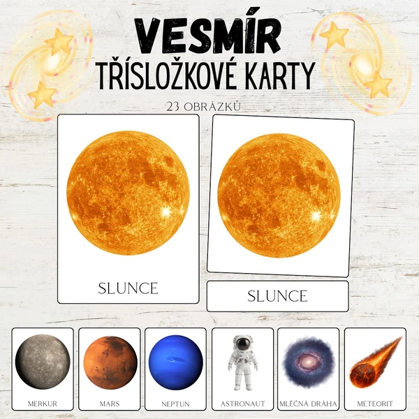 VESMÍR - Třísložkové karty
