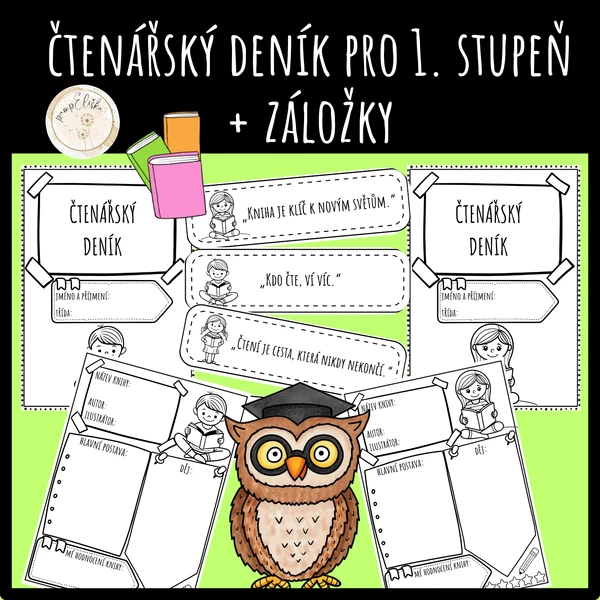Čtenářský deník pro 1. stupeň + záložky