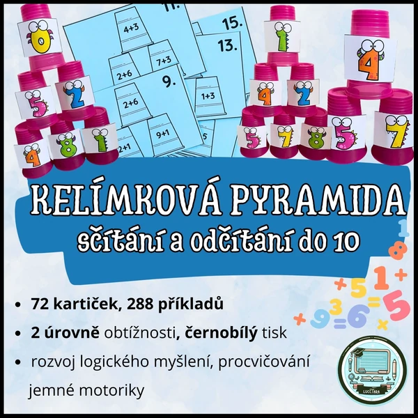 Kelímková pyramida - sčítání a odčítání do 10