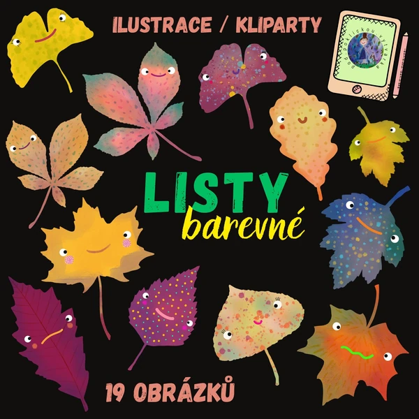 LISTY - BAREVNÉ - 19 barevných ilustrací / klipartů k dalšímu využití