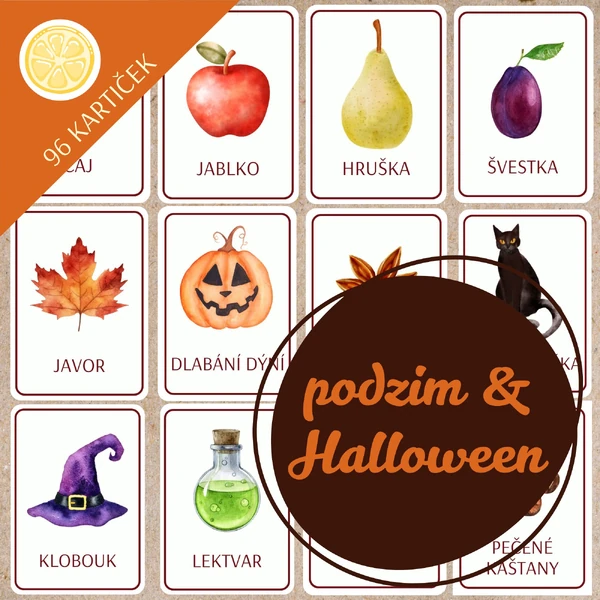 PODZIM A HALLOWEEN - obrázkové demonstrační kartičky