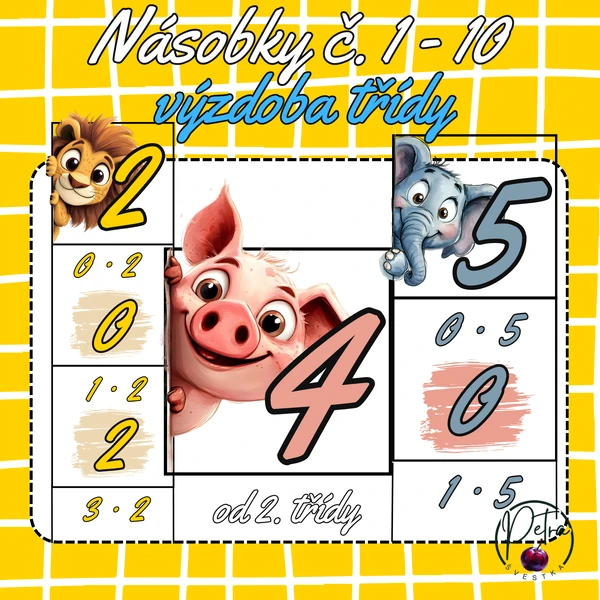 Násobilka čísel 1 -10 se zvířátky