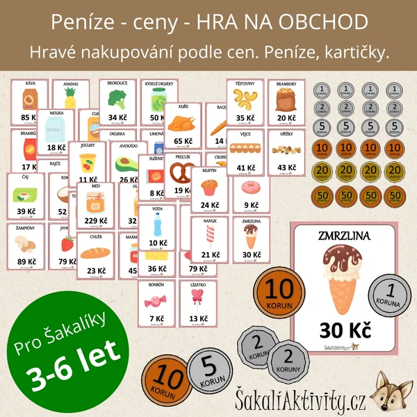 PENÍZE - CENY - hra na obchod 