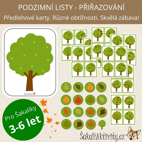  PODZIMNÍ LISTY - přiřazovací aktivita 