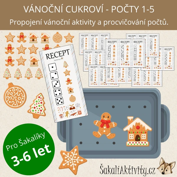 Sada aktivit - VÁNOČNÍ CUKROVÍ - počítání 1-5