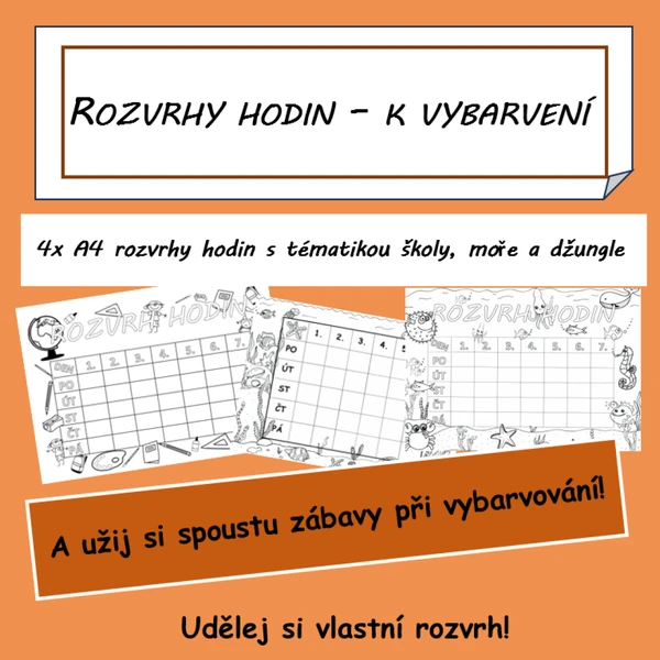 Rozvrh hodin k vybarvení