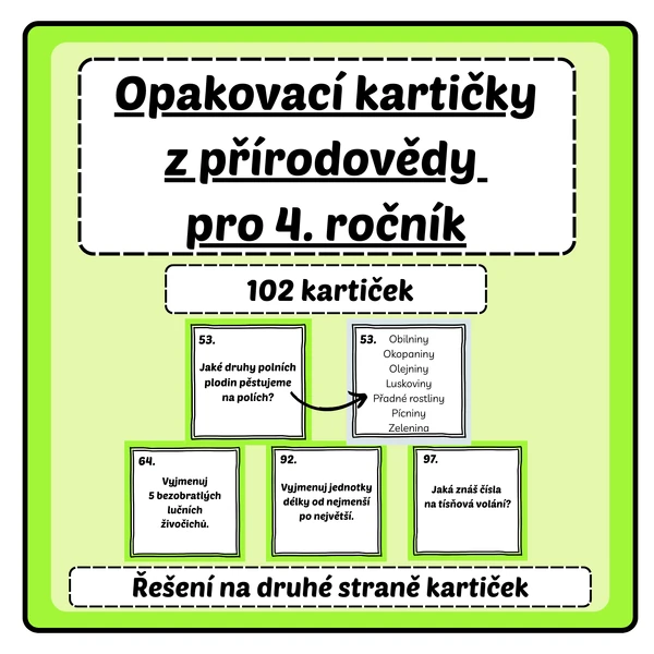 Opakovací kartičky z přírodovědy pro 4. ročník 