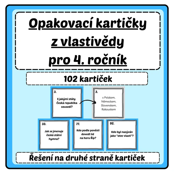 Opakovací kartičky z vlastivědy pro 4. ročník