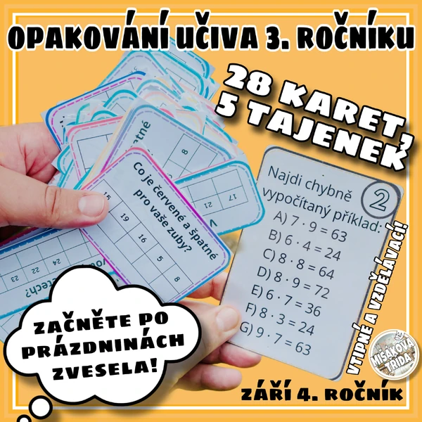 OPAKOVÁNÍ 3. třídy - 5 vtipných matematických tajenek
